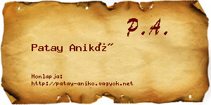 Patay Anikó névjegykártya